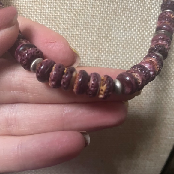 #2 Native American purple spiny oyster and sterling silver necklace - Picture 3 of 10